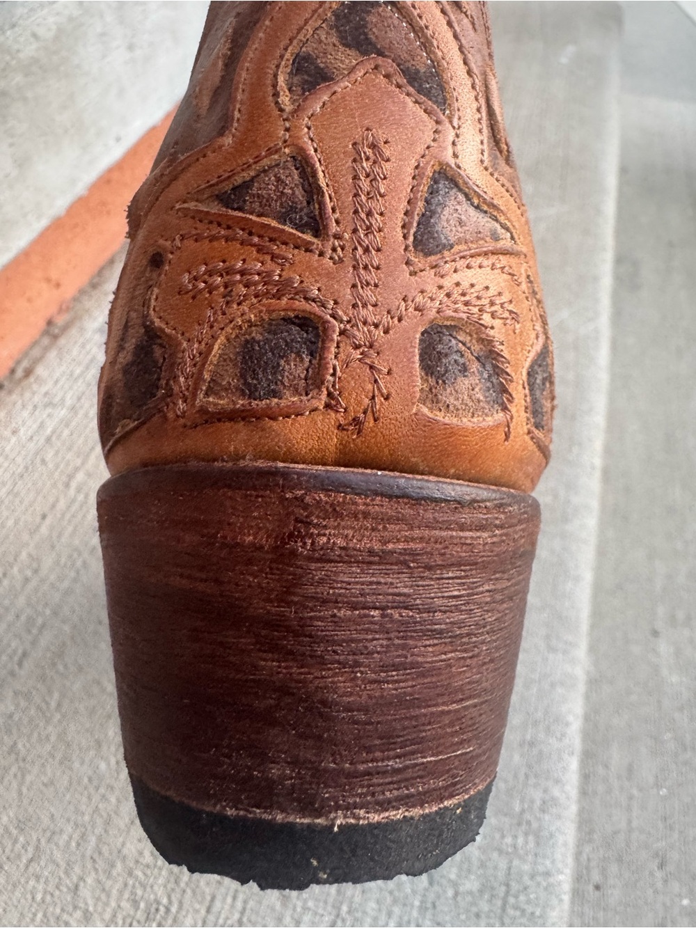 Lane Leopard Cutout Leather Cowboy Boots Brown Size 8 - Picture 7 of 13
